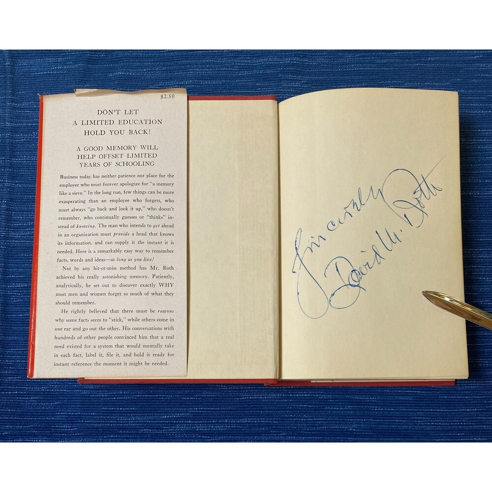 Signed Hardcover 1948 The Famous Roth Memory Course David M Roth Book - Picture 3 of 5